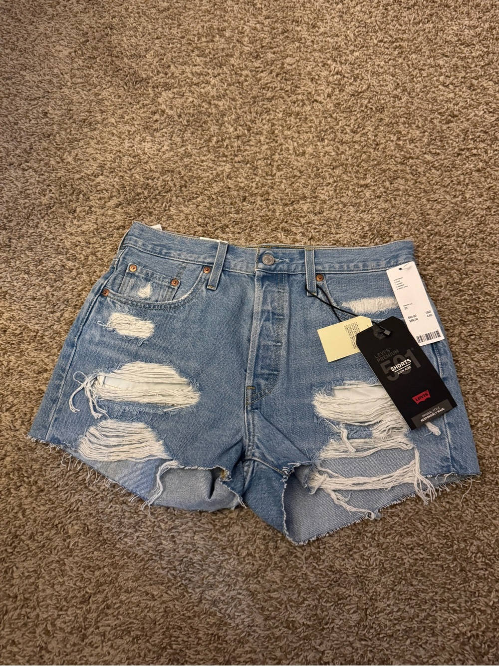 Levi's Light Blue Distressed Denim Cutoff Shorts